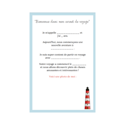 Intérieur carnet de voyage pour enfant