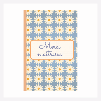 couverture carnet merci maîtresse – idée cadeau fin d’année scolaire